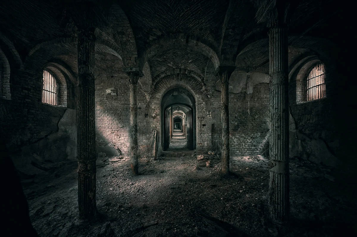 Photo of a creepy location like a dungeon